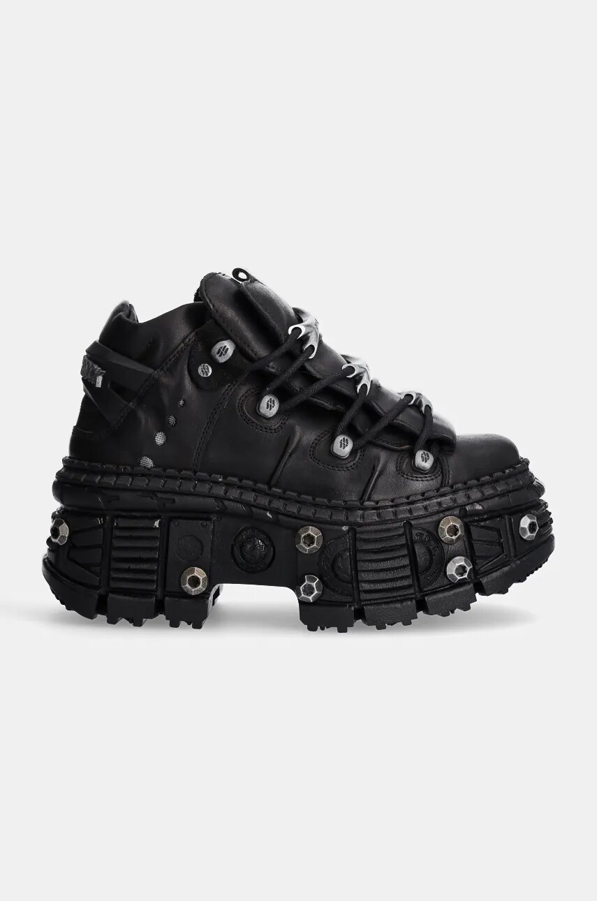 Шкіряні кросівки New Rock Crust Negro + Tank Casco Negro колір чорний M-WALL106-S25