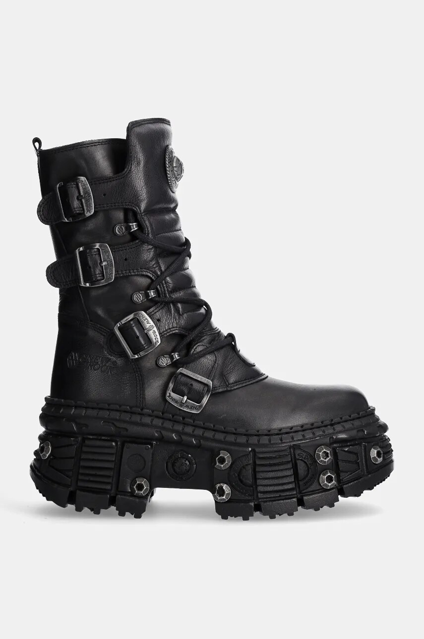 Шкіряні черевики New Rock Itali Negro Nomada Negro + Tank Casco Negro жіночі колір чорний на платформі M-WALL373-S11