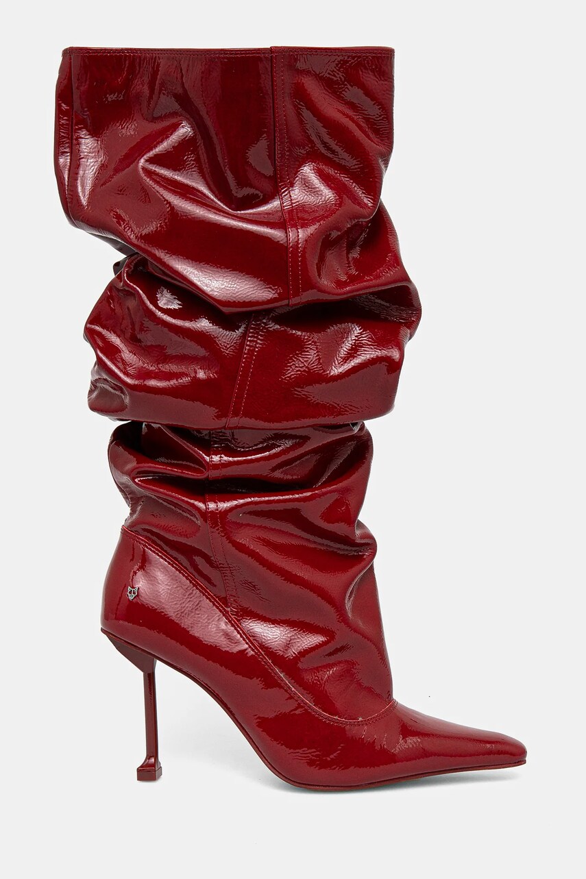Шкіряні чоботи Naked Wolfe Vern жіночі колір червоний на шпильці Vern Crinkle Patent Leather Red
