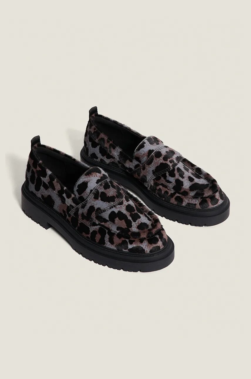 Шкіряні мокасини Hoff MOCASIN LEOPARD GRIS жіночі колір сірий на плоскому ходу 22428003