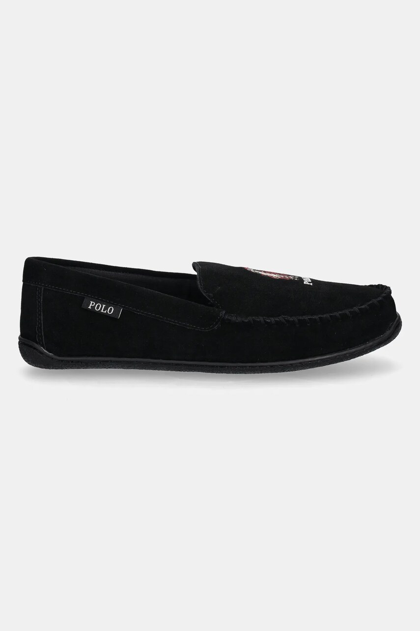 Замшеві тапочки Polo Ralph Lauren Brenan Bear колір чорний 843955398003