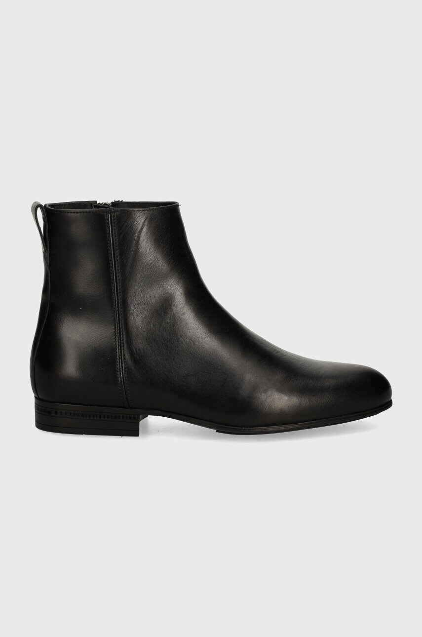 Шкіряні черевики Calvin Klein HM0HM01501 чоловічі колір чорний BOOT W ZIP LTH