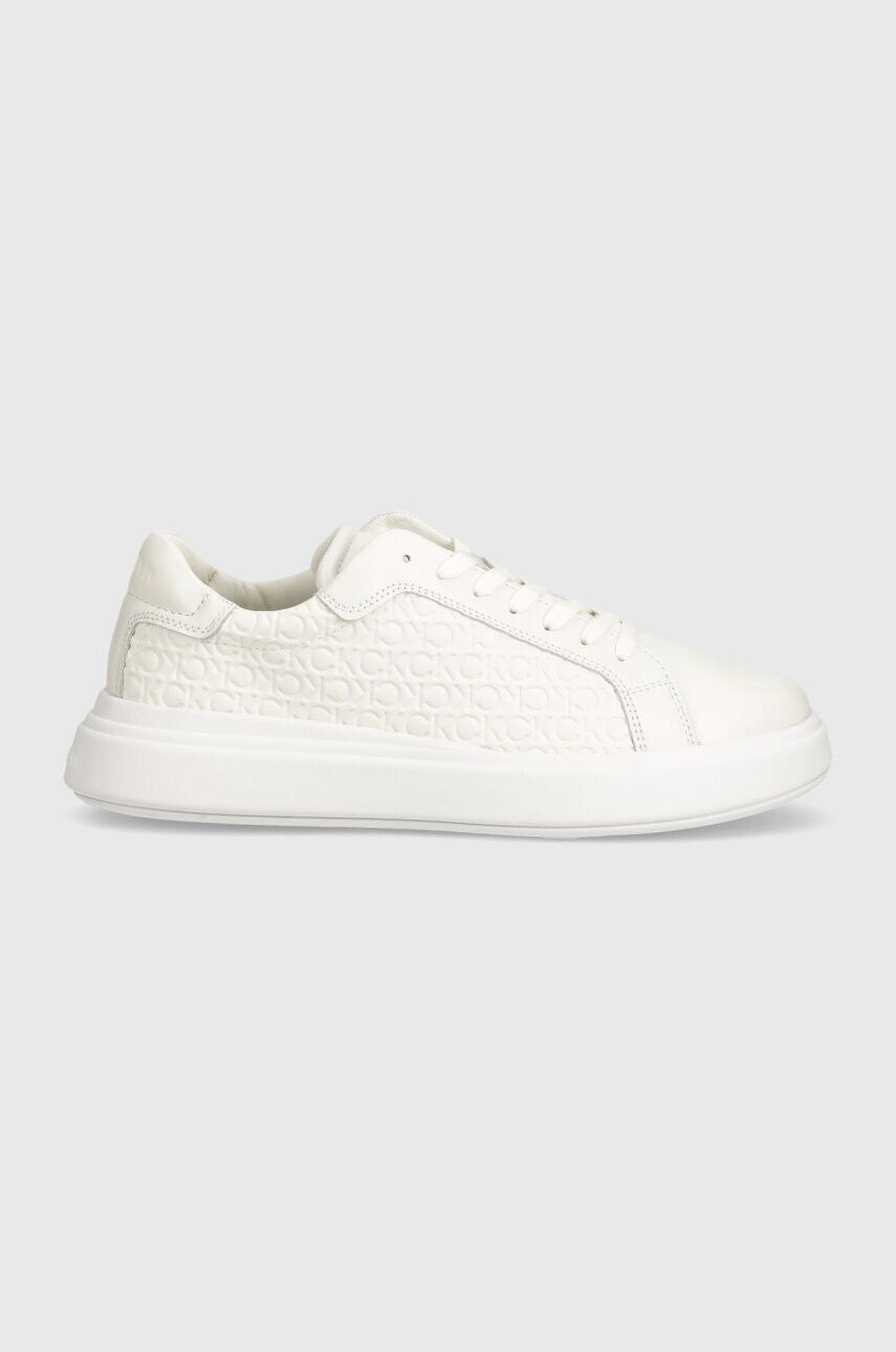 Шкіряні кросівки Calvin Klein HM0HM01498 колір білий LOW TOP LACE UP LTH MONO