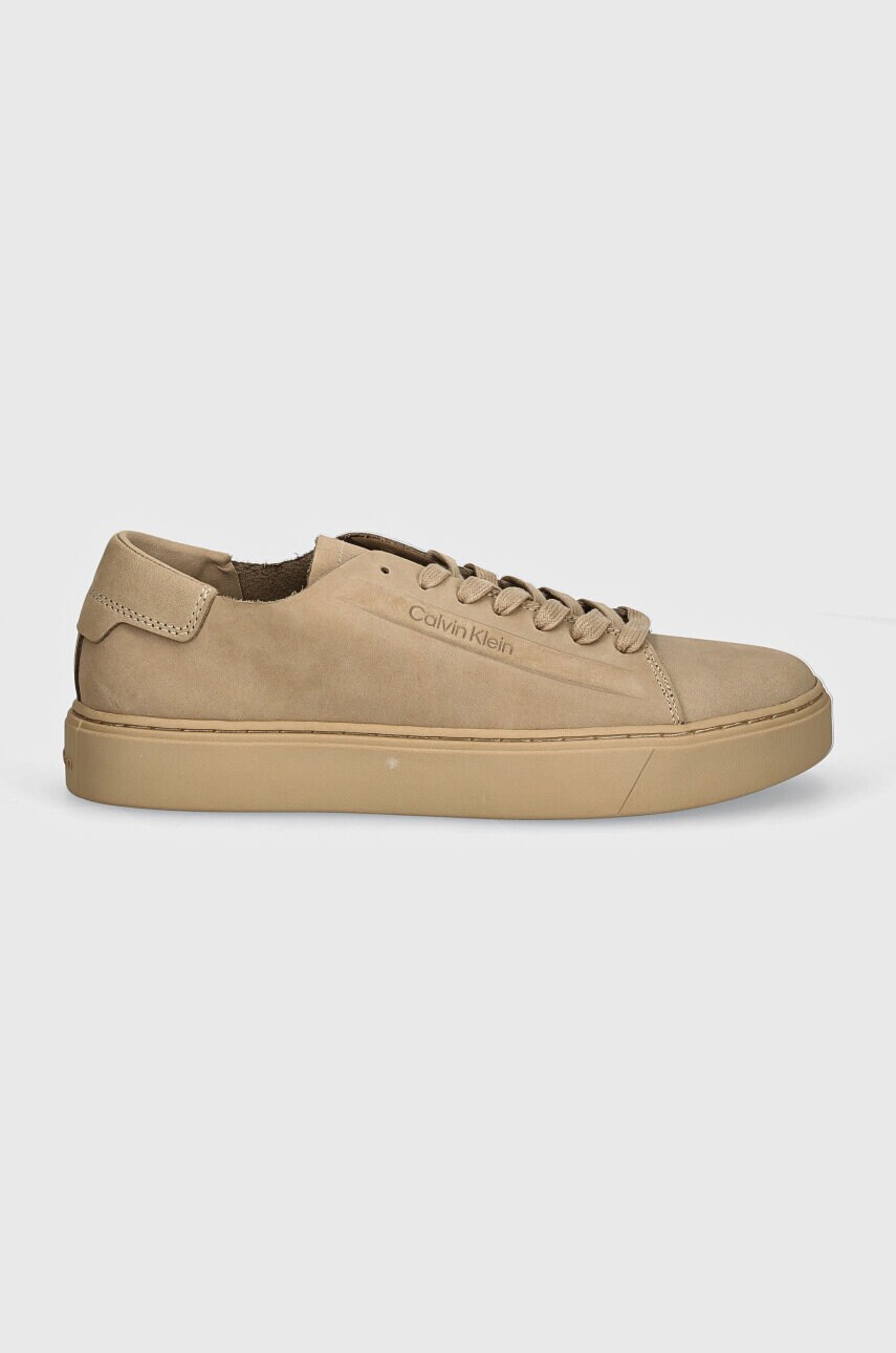 Кросівки з нубуку Calvin Klein HM0HM01616 колір бежевий LOW TOP LACE UP NB