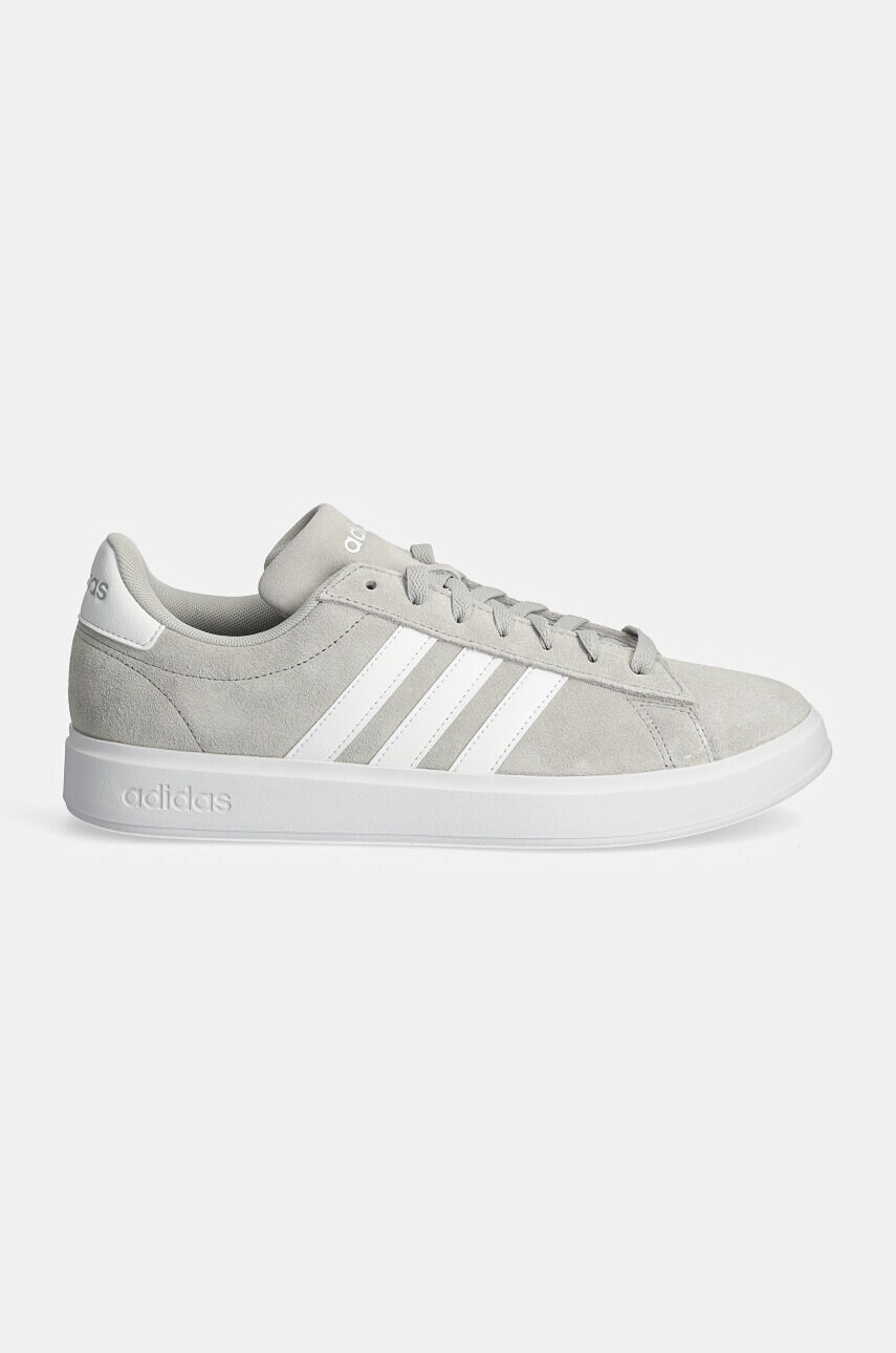 Замшеві кросівки adidas Grand Court колір сірий ID2970