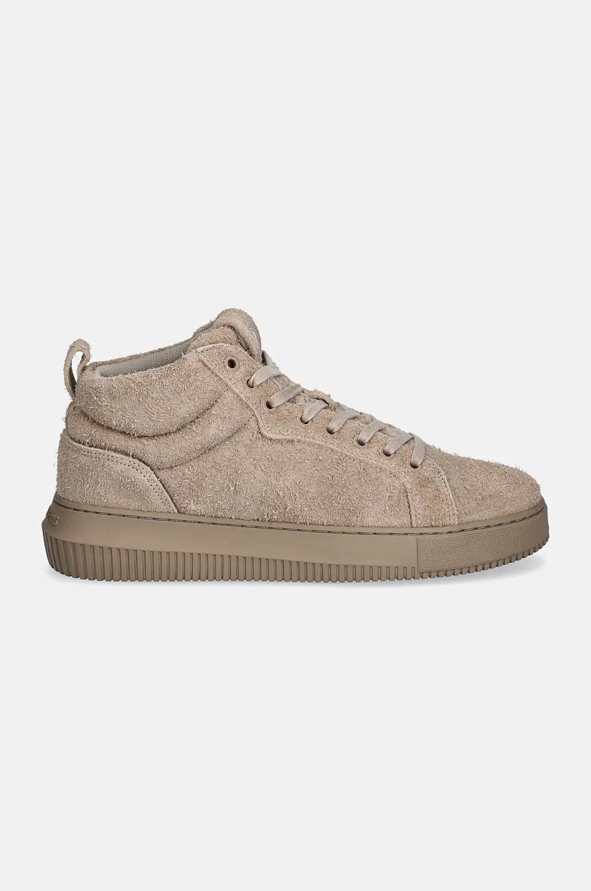 Замшеві кросівки Calvin Klein Jeans CHUNKY CUPSOLE HIGH SUEDE колір бежевий YM0YM01128