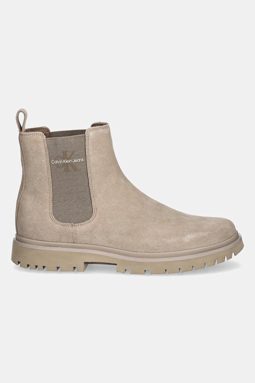 Шкіряні черевики Calvin Klein Jeans EVA BOOT MID CHELSEA ICONIC DR чоловічі колір бежевий YM0YM01080