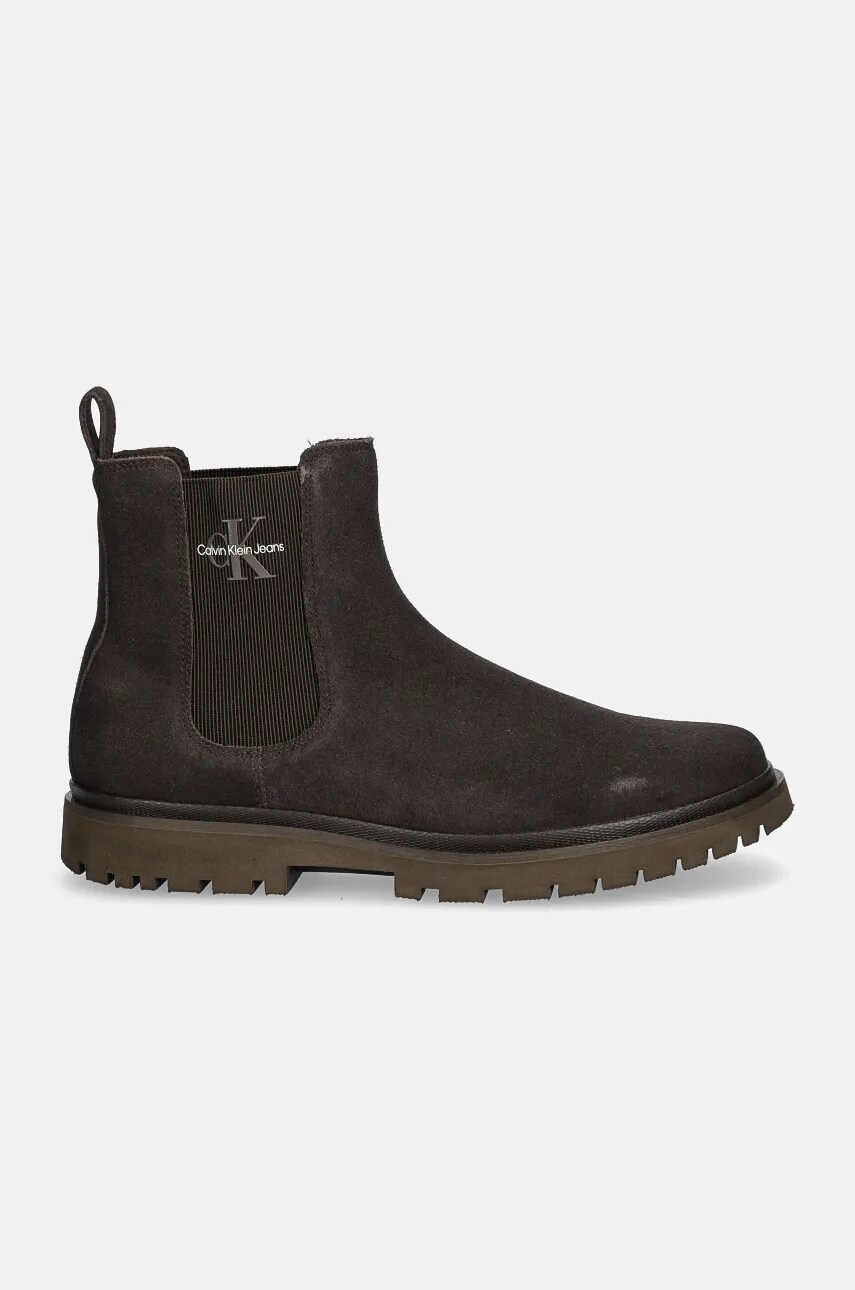 Шкіряні черевики Calvin Klein Jeans EVA BOOT MID CHELSEA ICONIC DR чоловічі колір коричневий YM0YM01080