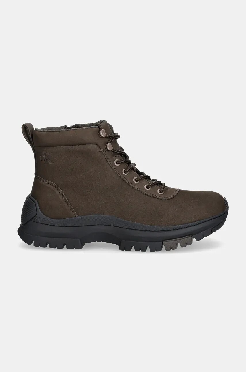 Шкіряні черевики Calvin Klein Jeans HYBRID WP BOOT LACEUP REBELLIOUS чоловічі колір коричневий YM0YM01077