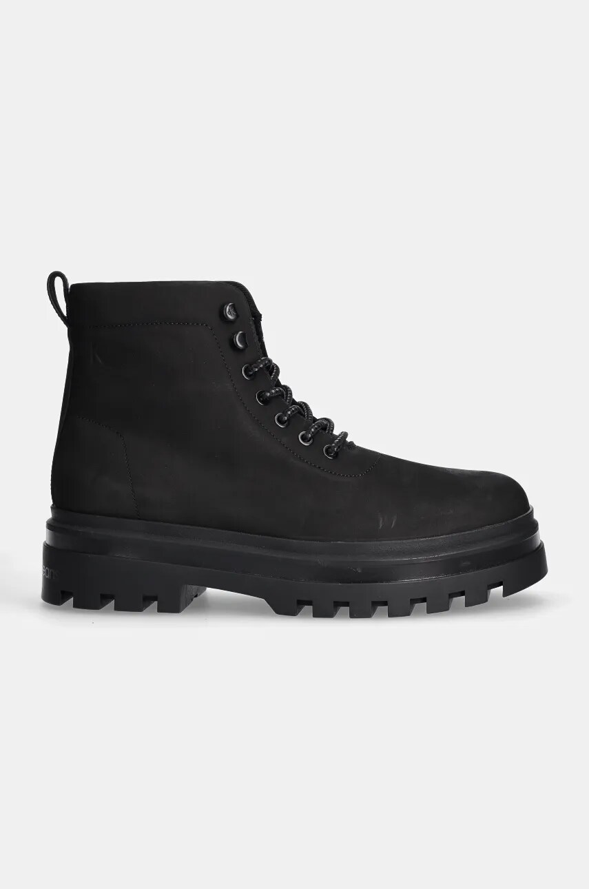 Черевики з нубуку Calvin Klein Jeans LUGGED LACEUP BOOT OXF HIKING NB колір чорний YM0YM01076