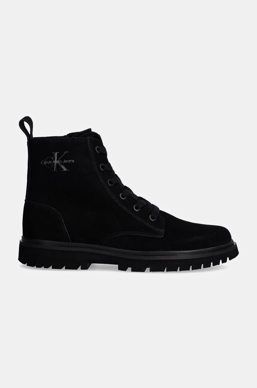 Шкіряні черевики Calvin Klein Jeans EVA BOOT MID LACEUP ICONIC DRESS чоловічі колір чорний YM0YM01070