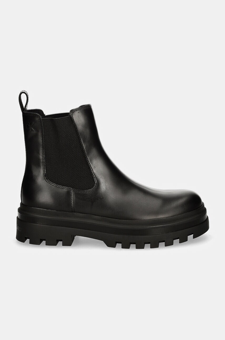 Шкіряні черевики Calvin Klein Jeans LUGGED CHELSEA BOOT LTH чоловічі колір чорний YM0YM01069