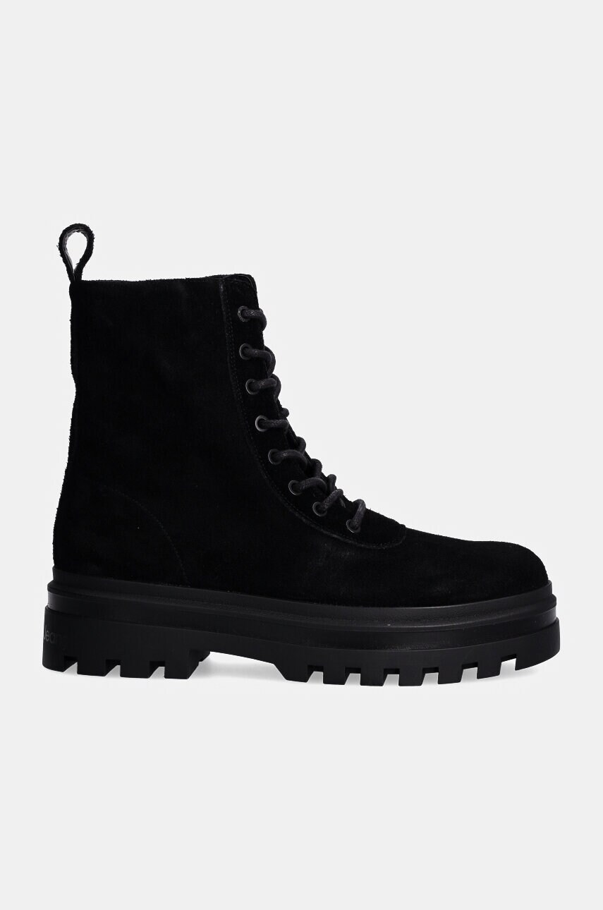 Замшеві черевики Calvin Klein Jeans LUGGED LACE ZIP BOOT OXF HR SU чоловічі колір чорний YM0YM01068