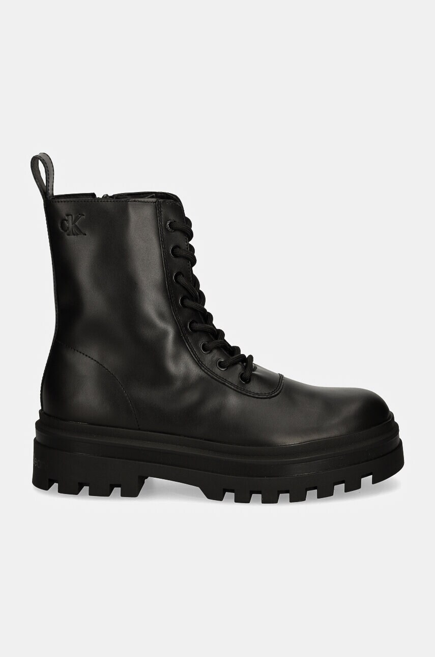 Шкіряні черевики Calvin Klein Jeans LUGGED LACE ZIP BOOT OXF LTH чоловічі колір чорний YM0YM01066