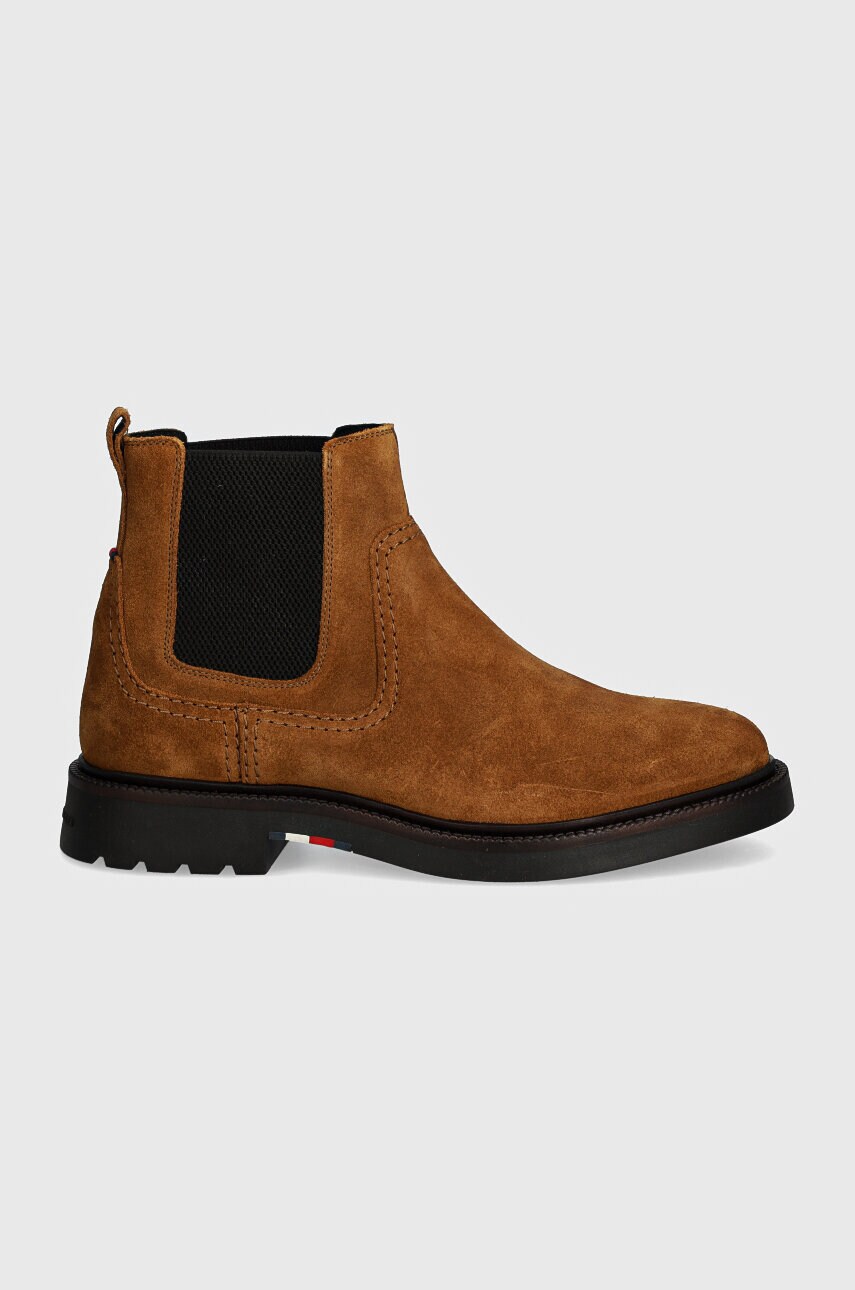 Замшеві черевики Tommy Hilfiger HILFIGER COMFORT LWT SUEDE CHEL чоловічі колір коричневий FM0FM05104