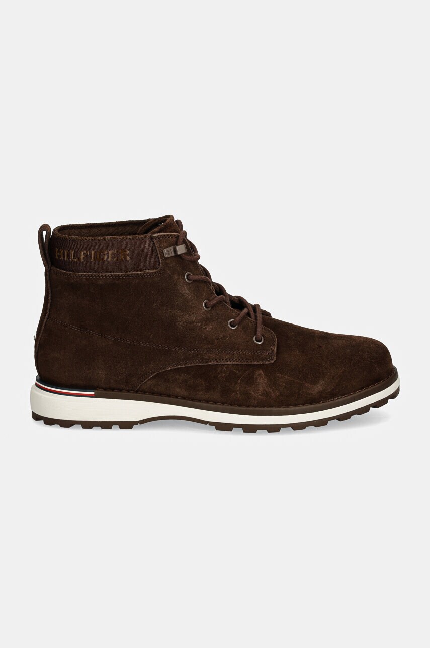 Замшеві кросівки Tommy Hilfiger CORPORATE OUTDOOR SUEDE BOOT чоловічі колір коричневий FM0FM05147