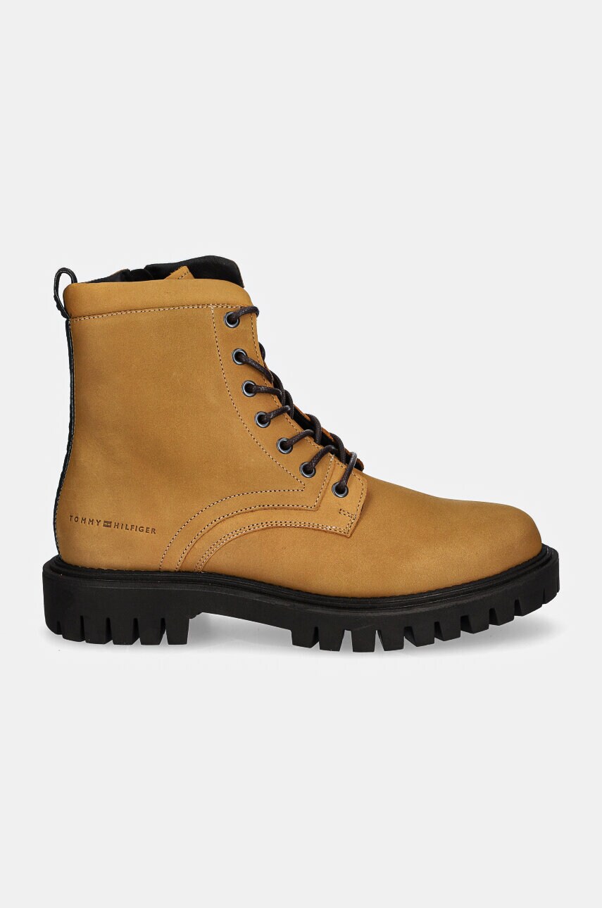 Шкіряні черевики Tommy Hilfiger CASUAL HILFIGER CHUNK Z NBK BOOT чоловічі колір коричневий FM0FM05149