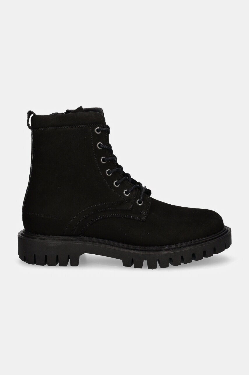 Шкіряні черевики Tommy Hilfiger CASUAL HILFIGER CHUNK Z NBK BOOT чоловічі колір чорний FM0FM05149