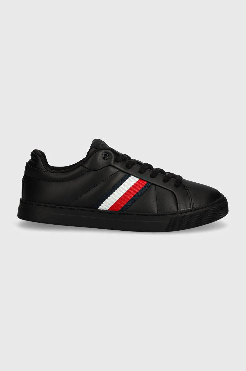 Кросівки Tommy Hilfiger ICON COURT LTH STRIPES колір чорний FM0FM05163
