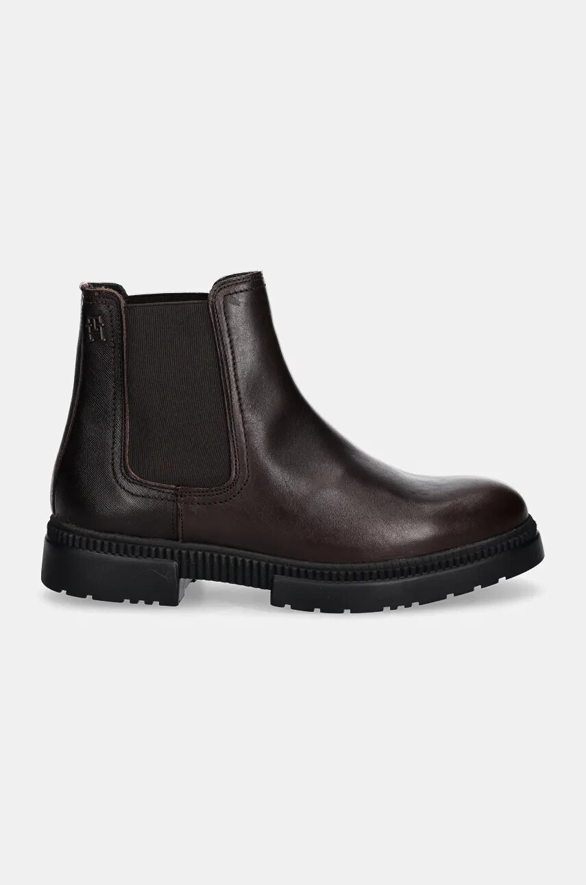Шкіряні черевики Tommy Hilfiger COMFORT TL TEXTURE LTH CHELSEA чоловічі колір коричневий FM0FM05181