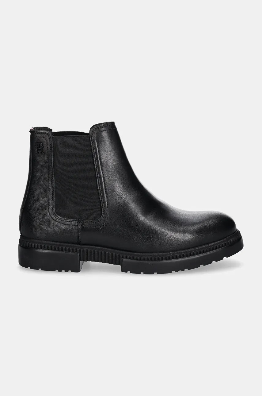 Шкіряні черевики Tommy Hilfiger COMFORT TL TEXTURE LTH CHELSEA чоловічі колір чорний FM0FM05181