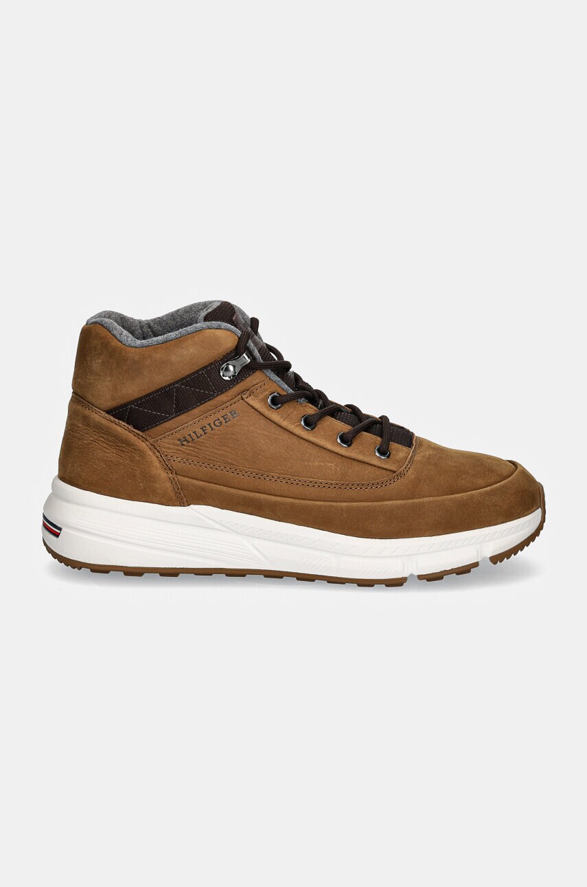Високі черевики Tommy Hilfiger HILFIGER WARM NUBUCK HYBRID B чоловічі колір коричневий FM0FM05189