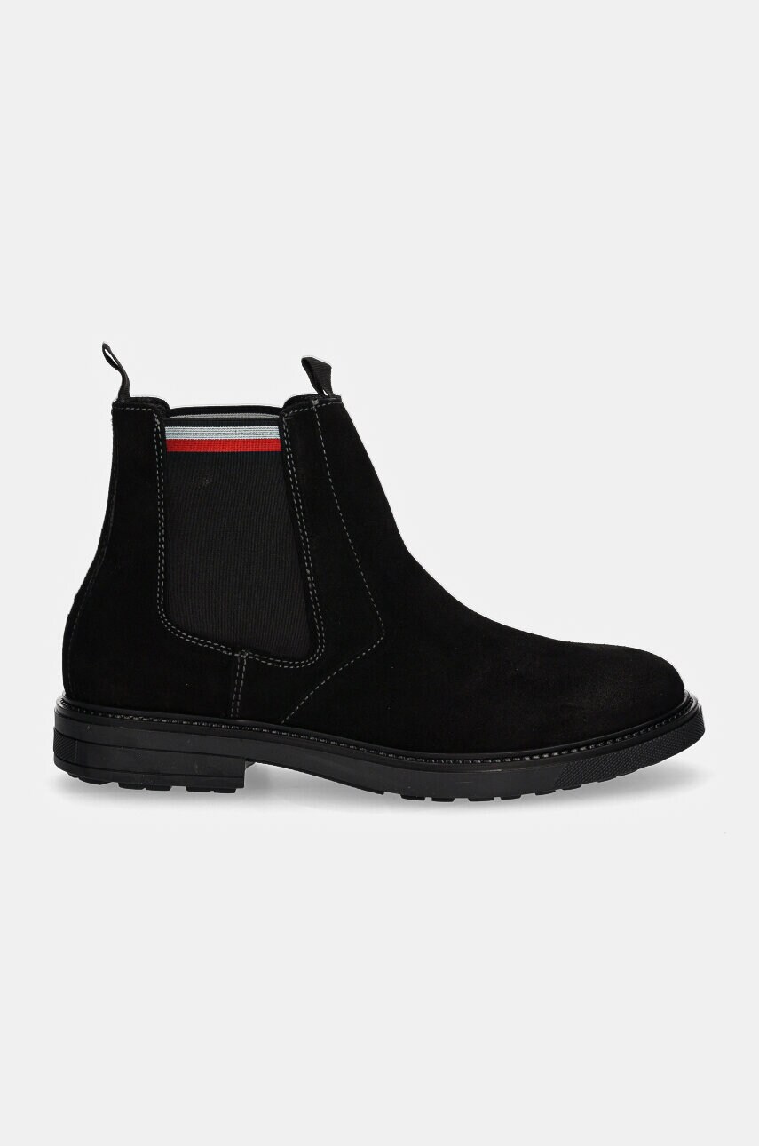 Замшеві черевики Tommy Hilfiger HILIFGER OUTDOOR SUEDE CHELSEA чоловічі колір чорний FM0FM05191