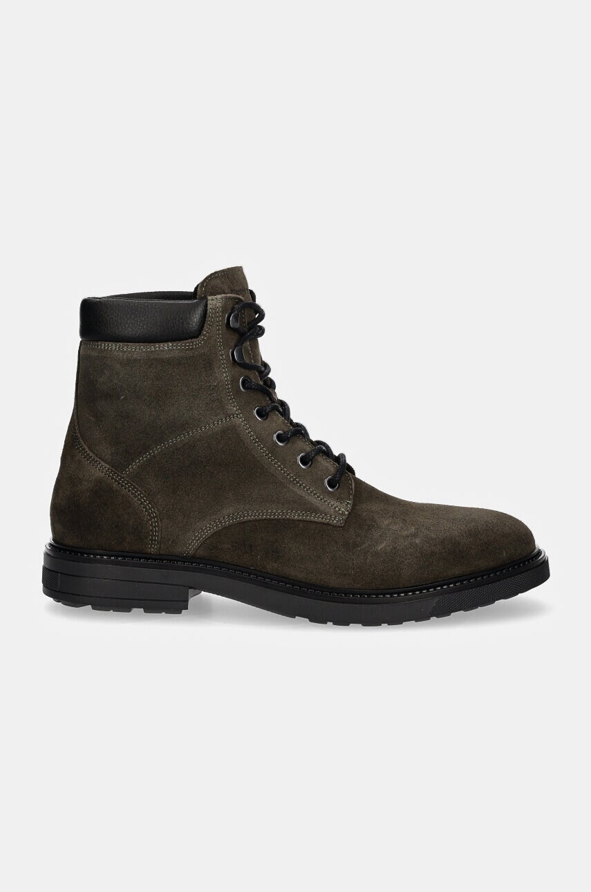 Замшеві півчобітки Tommy Hilfiger HILFIGER OUTDOOR SUEDE BOOT колір зелений FM0FM05193