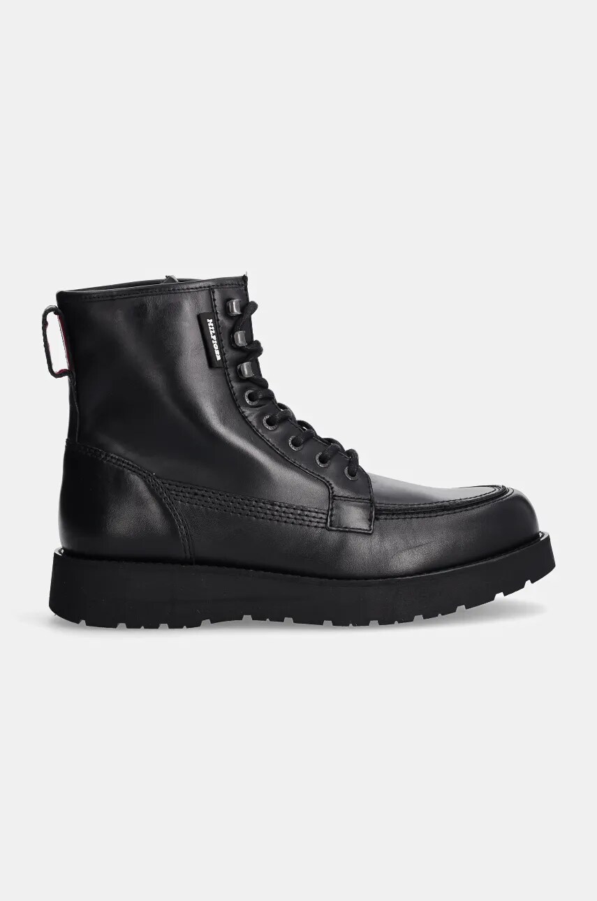 Шкіряні черевики Tommy Hilfiger TH AMERICAN PREM CHECK LTH BOOT чоловічі колір чорний FM0FM05194