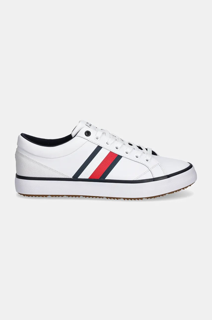 Шкіряні кросівки Tommy Hilfiger TH HI VULC CORE CLEAT STRIPES колір білий FM0FM05199