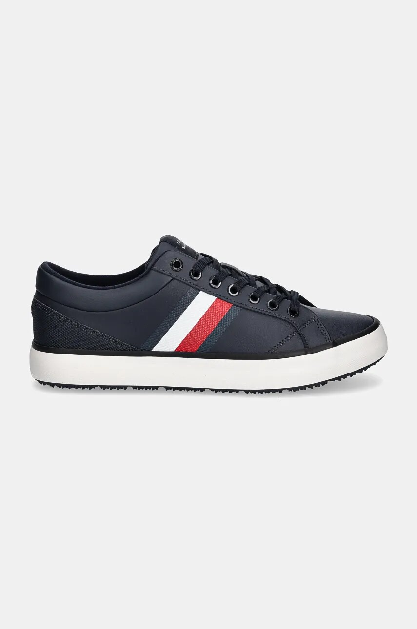 Шкіряні кросівки Tommy Hilfiger TH HI VULC CORE CLEAT STRIPES колір синій FM0FM05199