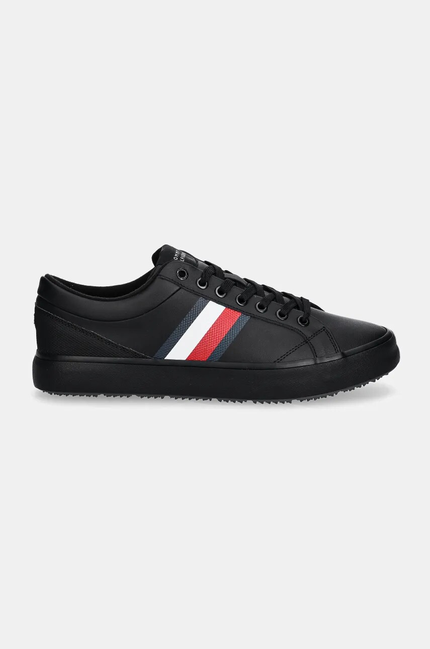 Шкіряні кросівки Tommy Hilfiger TH HI VULC CORE CLEAT STRIPES колір чорний FM0FM05199