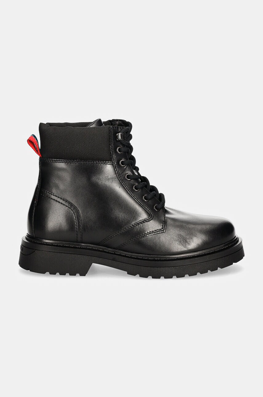 Високі черевики Tommy Jeans TJM LACE UP BOOT чоловічі колір чорний EM0EM01446