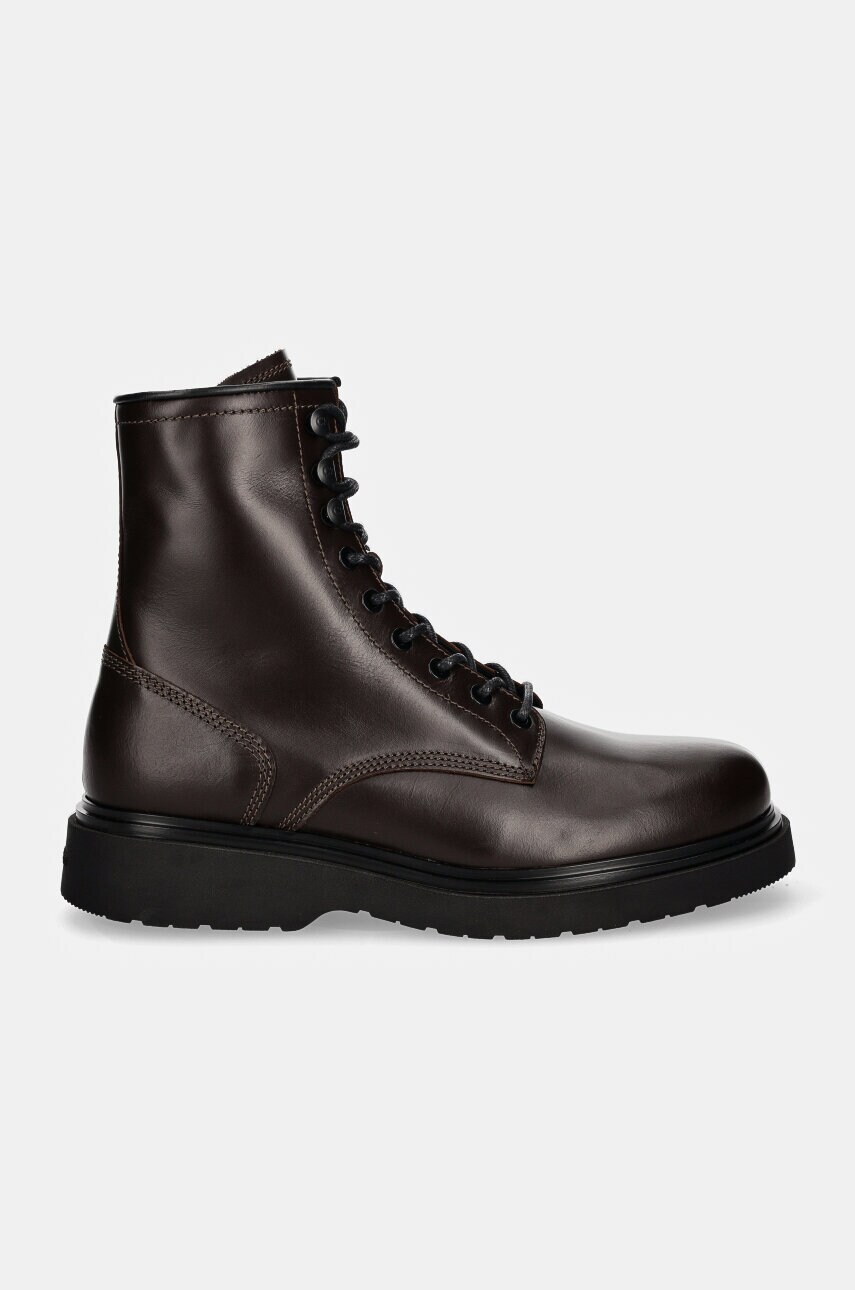 Шкіряні черевики Calvin Klein LACE UP BOOT W/ ZIP LTH чоловічі колір коричневий HM0HM01575