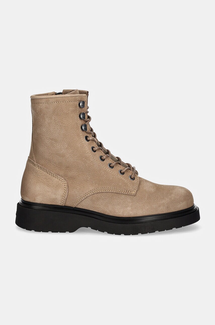 Замшеві кросівки Calvin Klein LACE UP BOOT W/ ZIP SUEDE чоловічі колір бежевий HM0HM01576