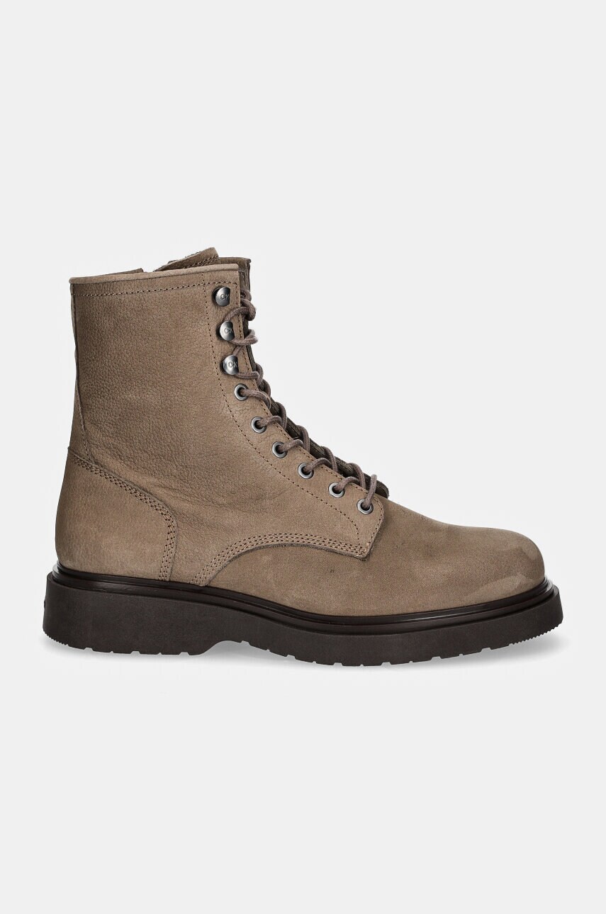 Замшеві кросівки Calvin Klein LACE UP BOOT W/ ZIP SUEDE чоловічі колір бежевий HM0HM01576