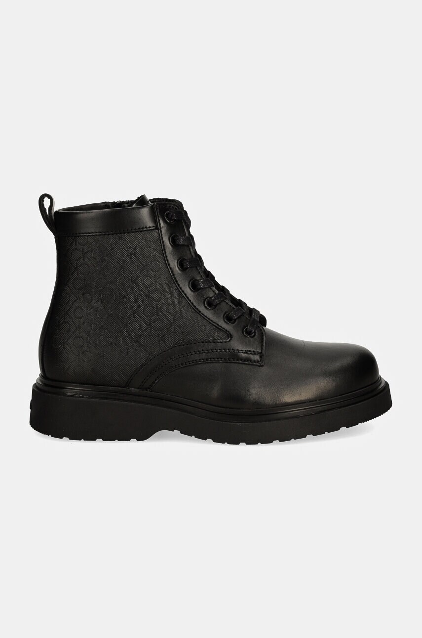 Шкіряні черевики Calvin Klein LACE UP BOOT W/ ZIP MONO чоловічі колір чорний HM0HM01580