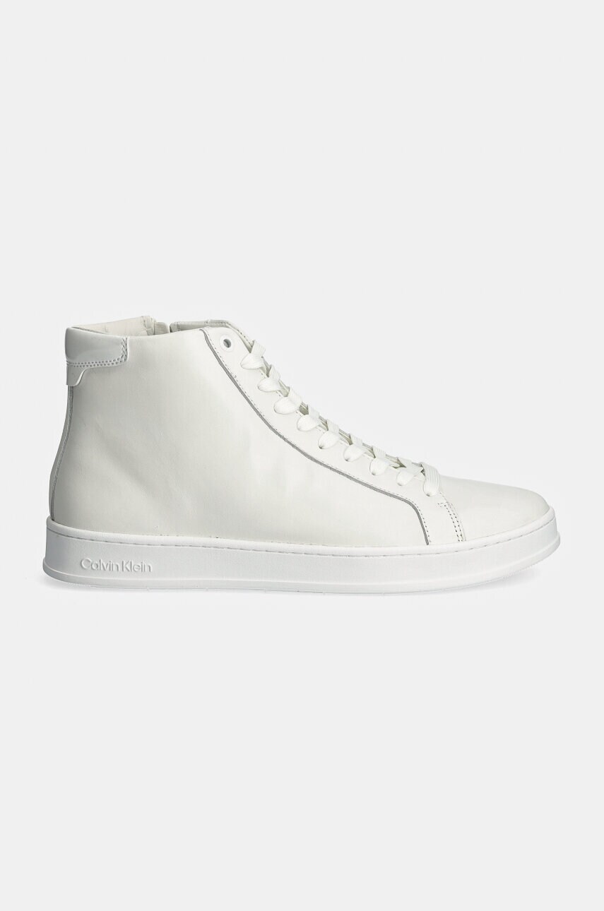 Шкіряні кросівки Calvin Klein HIGH TOP LACE UP колір білий HM0HM01547