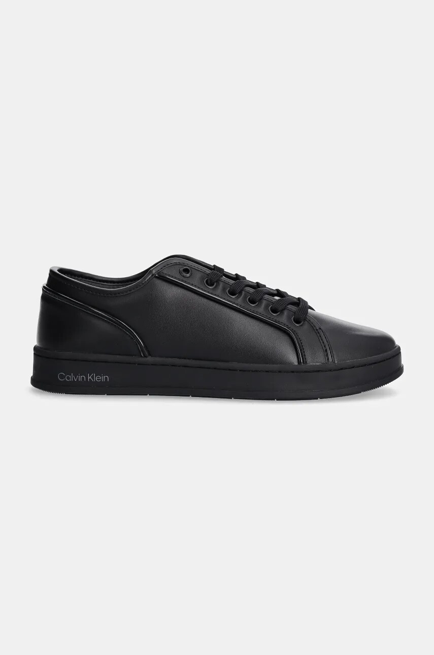 Шкіряні кросівки Calvin Klein LOW TOP LACE UP PIPING колір чорний HM0HM01588