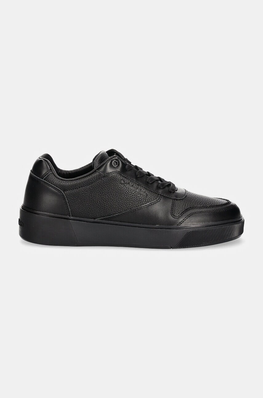 Шкіряні кросівки Calvin Klein LOW TOP LACE UP BSKT LTH колір чорний HM0HM01624