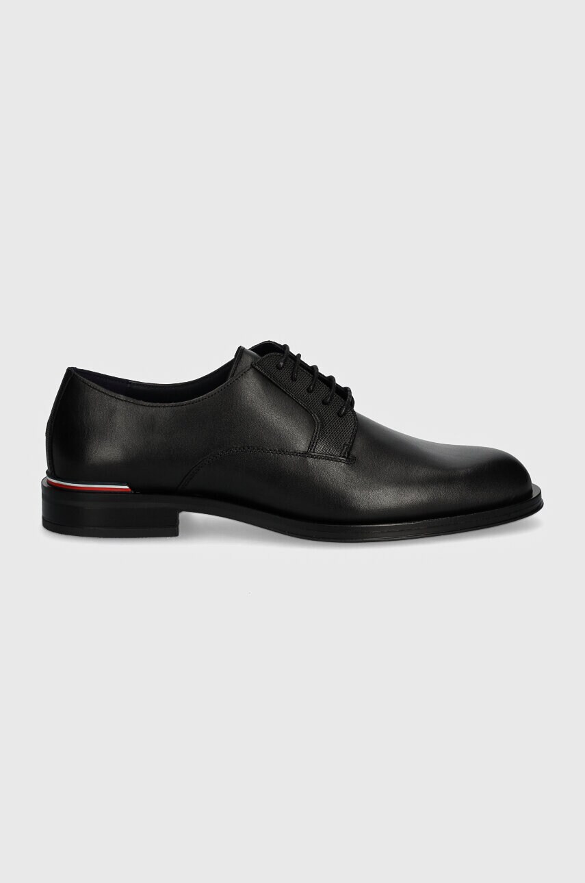 Шкіряні туфлі Tommy Hilfiger CORE RWB HILFIGER TEXT LTH SHOE чоловічі колір чорний FM0FM05255