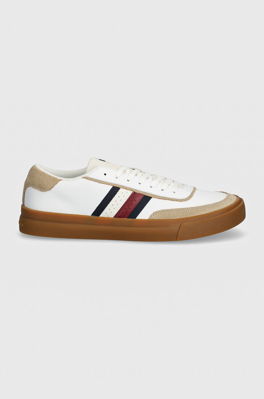 Шкіряні кросівки Tommy Hilfiger TH CUPSET 1A2 LTH MIX колір білий FM0FM05118