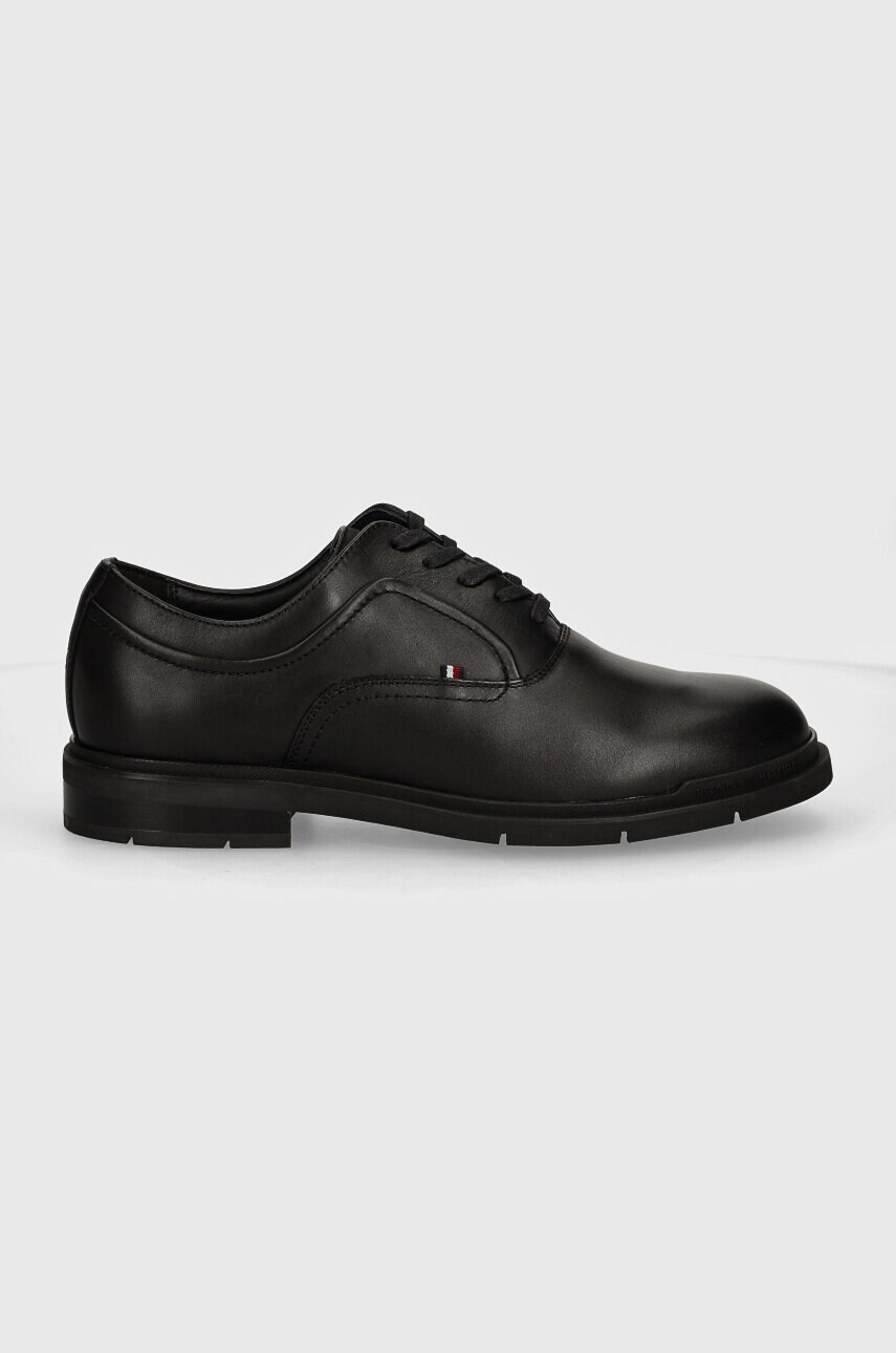 Шкіряні туфлі Tommy Hilfiger FLEXIBLE HILFIGER LTH OXF SHOE чоловічі колір чорний FM0FM05086