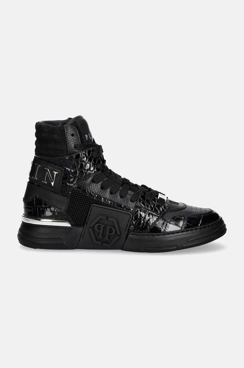 Шкіряні кросівки Philipp Plein Hi-Top Hexagon колір чорний MSC4012 PLE010N 0202