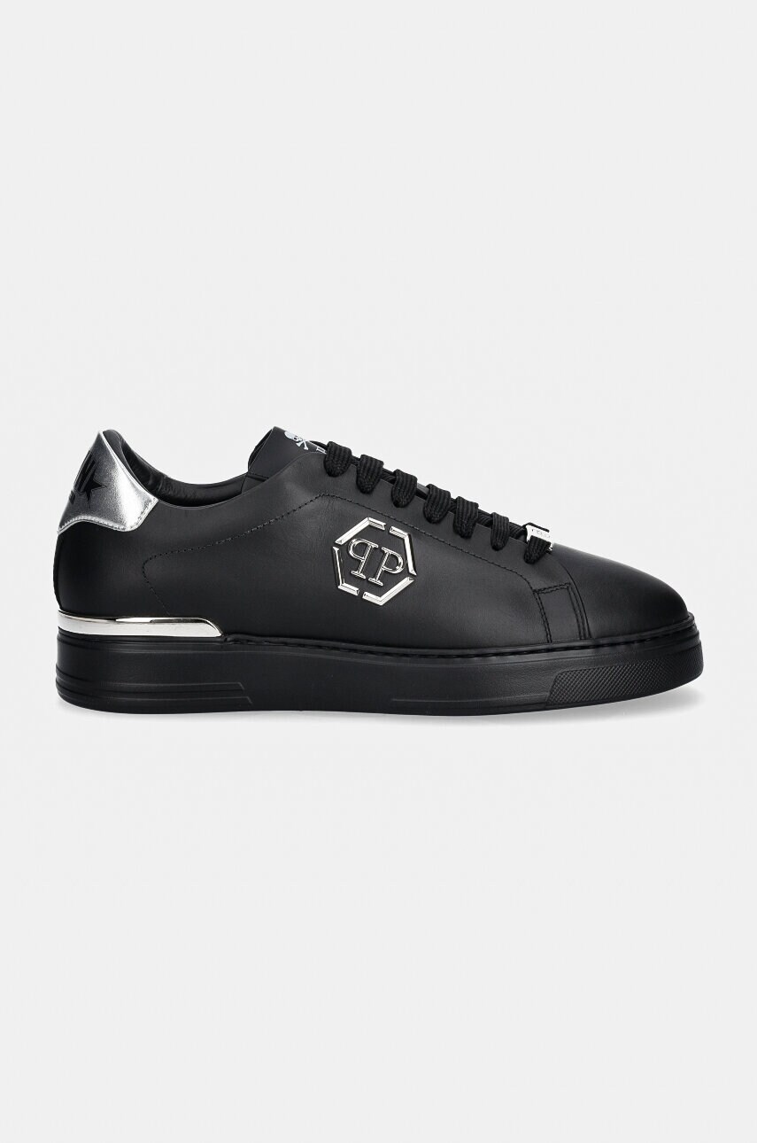 Шкіряні кросівки Philipp Plein Nappa Lo-Top Hexagon колір чорний USC0676 PLE075N 0202