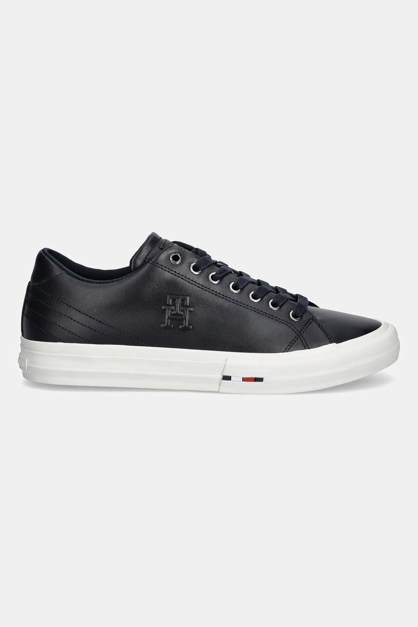 Шкіряні кросівки Tommy Hilfiger TH HI VULC STREET PATCH LTH колір синій FM0FM05203