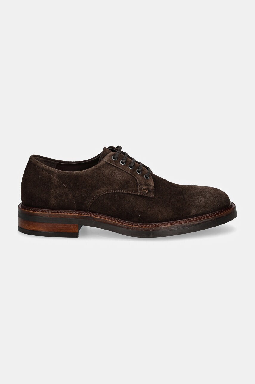 Замшеві туфлі Hackett London EGMONT VELVET чоловічі колір коричневий HMS21408