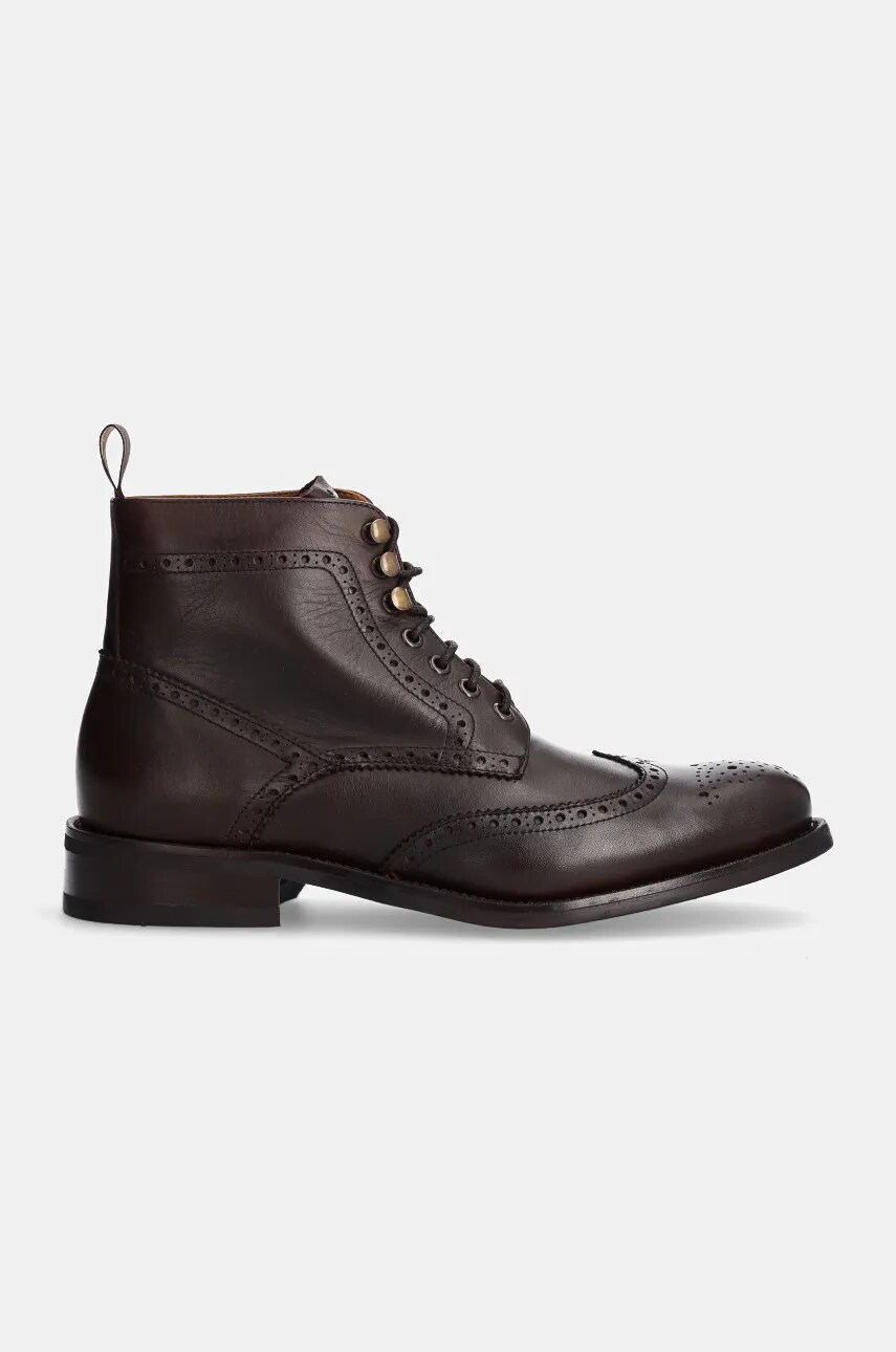 Купити Шкіряні черевики Hackett London JAME BROGUEBOOT чоловічі колір коричневий HMS21425 – головне зображення