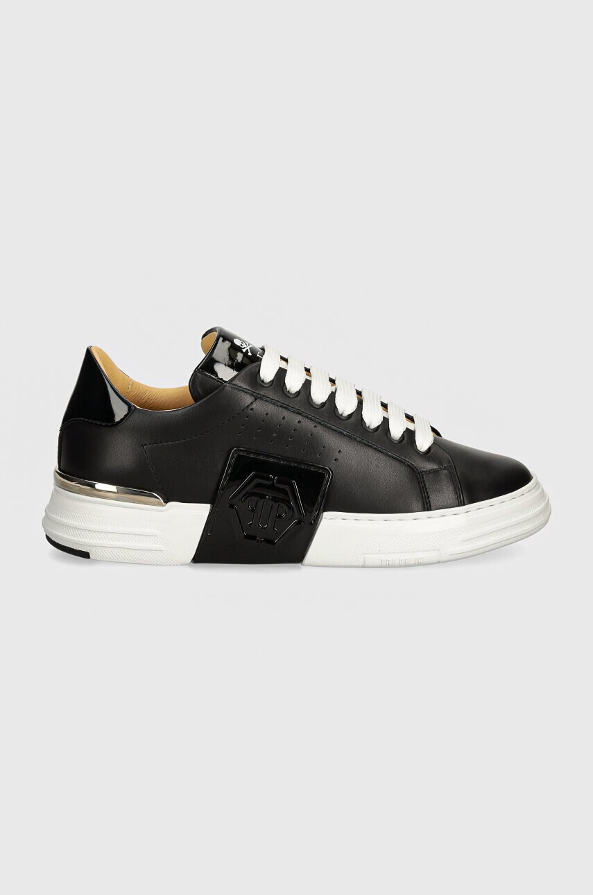 Шкіряні кросівки Philipp Plein Hexagon Phantom Kicks колір чорний USC0565 PLE025N 02