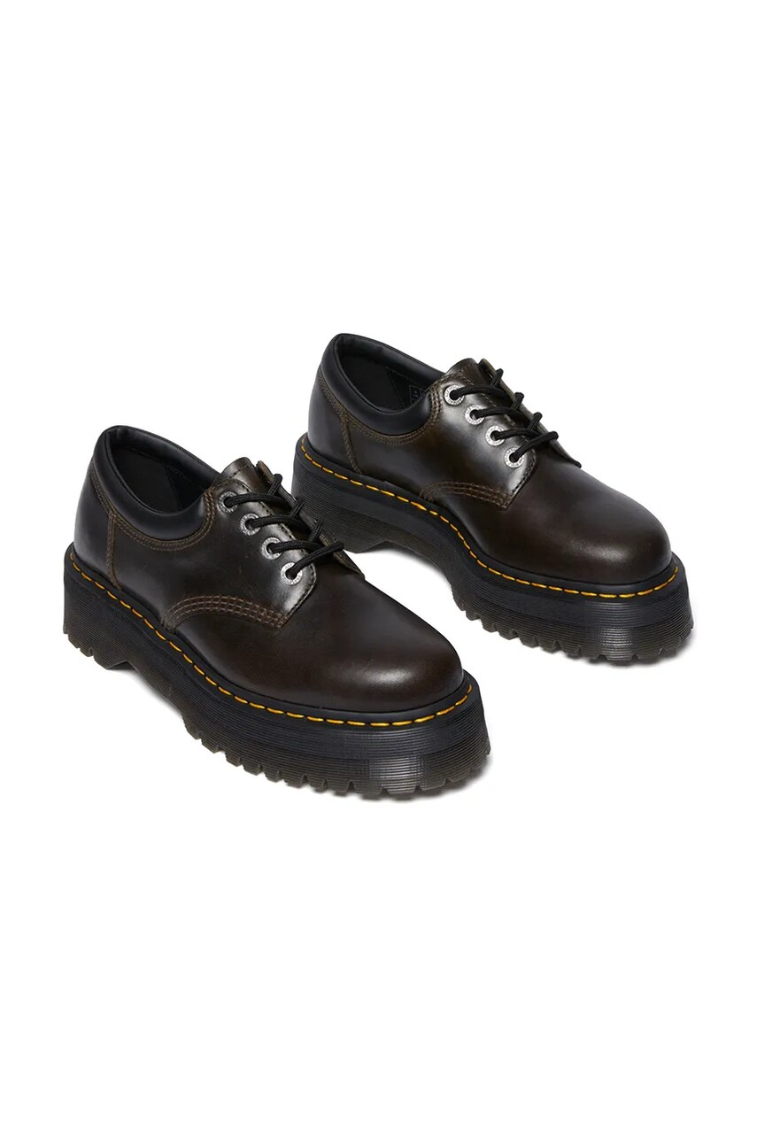 Шкіряні туфлі Dr. Martens 8053 Quad колір коричневий на платформі DM32011302